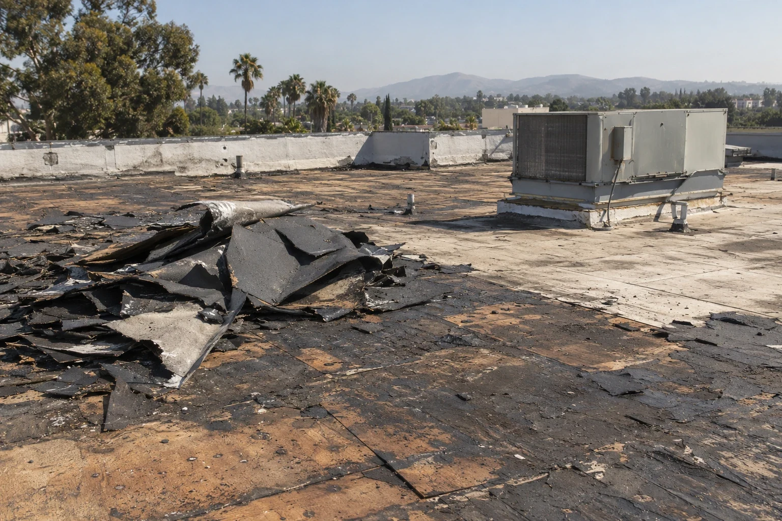 Commercial roof replacement in Modesto